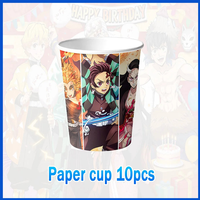 décoration anniversaire enfant anime assiettes gobelets nappe bannière serviettes toppers cupcakes