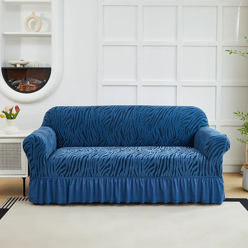 housse canapé universelle jacquard rayures horizontales moderne protection tissu élastique salon intérieur