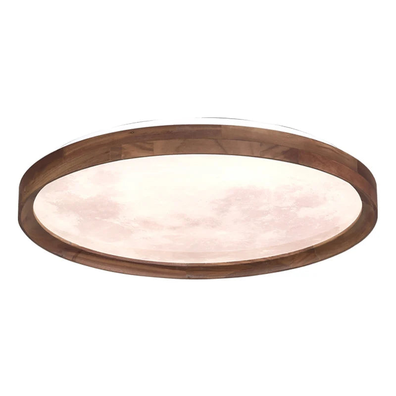 plafonnier moderne bois marron lumière nuageuse intensité variable télécommande éclairage chambre semi translucide