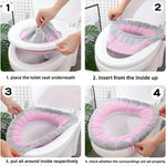 coussin toilette portable gris bleu vert rose rayures doux confortable poignée élastique