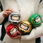 décoration zen daruma céramique rouge or argent vert jaune blanc noir fengshui mascotte traditionnelle