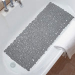 tapis bain antidérapant moderne gris clair succion cup lavable machine cailloux texturé salle bain