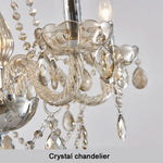 chandelier classique élégant argenté transparent chaîne 48cm diamètre 150cm longueur ampoules led