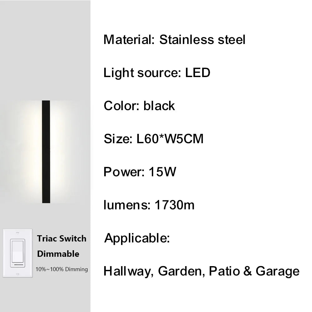 lampe murale led contemporaine noire ip67 gradation 10 100 étanche fixation