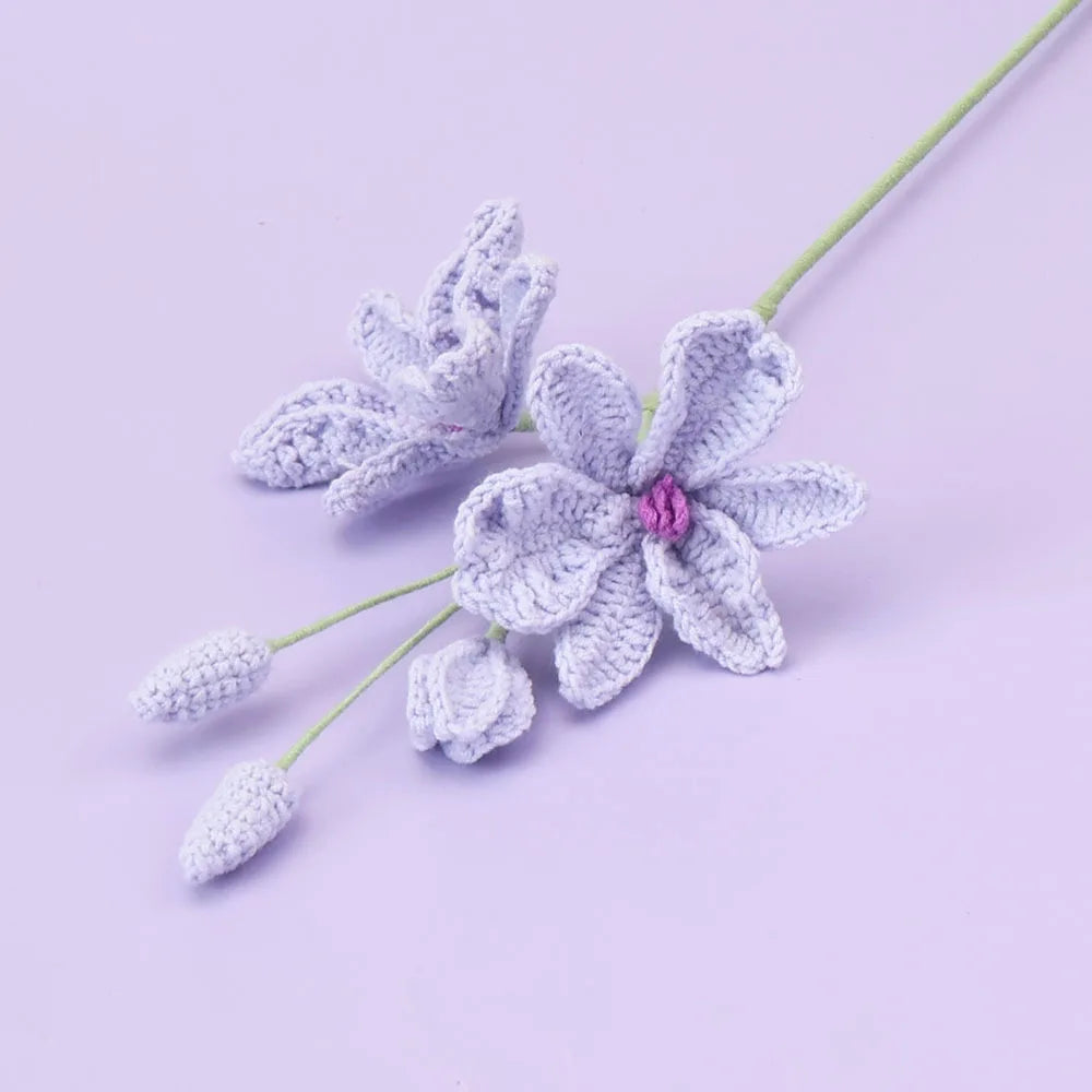 fleurs artificielles crochetées bouquet artisanal decoration intérieure vert clair jaune blanc rose bleuclair