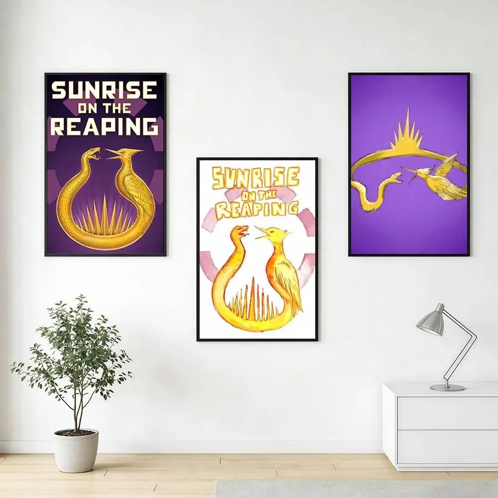 affiche murale vintage sunrise on the reaping serpents entrelacés cadre noir décoration salon