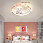 lampe moderne enfantine dessin animé lapin rose blanc yeux fermés oreilles pointues