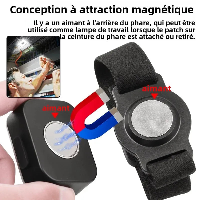 projecteur frontal rechargeable puissant modes lumineux éclairage camping plein air moderne utilitaire