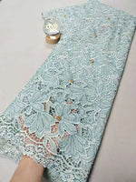 tissu dentelle polyester coton fleurs motifs floraux blanc rose clair noir vert dorées occasion