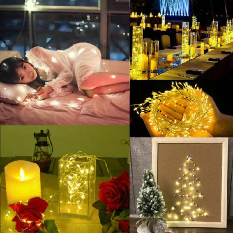 guirlande lumineuse led blanc chaud filament branché moderne décoration noël 3m 6m 100 leds