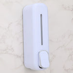 distributeur savon liquide mural blanc doré moderne adhésif bouton déclenchement fenêtre remplissage minimaliste