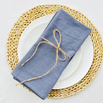 lot 12 serviettes coton table clips dorés couleur bleu clair