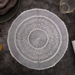 placemat moderne rond beige blanc rayures concentriques respectueux environnement polyester 38x38cm élégant festive