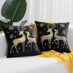 housse coussin velours noël arbre flocons good night rouge vert decoration carré tufted polyester