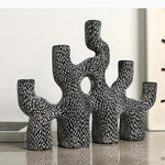 décoration moderne sculpture abstraite noire blanche décoration intérieure vase stylisé branché