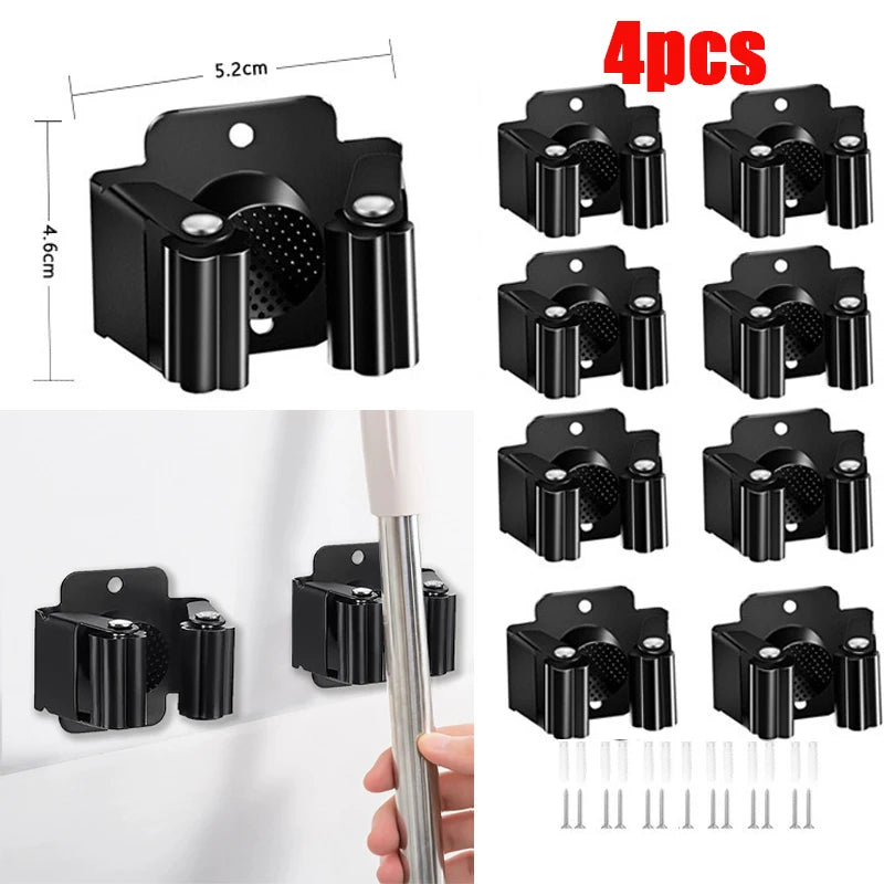 support mural noir balai râteau outils nettoyage moderne acier inoxydable durable fixations