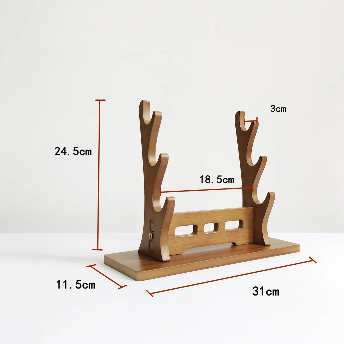 support épées bois moderne minimaliste noir brun clair katana sabres rack display salon