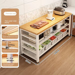 meuble cuisine multifonctionnel bois naturel blanc moderne rangement panier couteau planche découpe micro onde