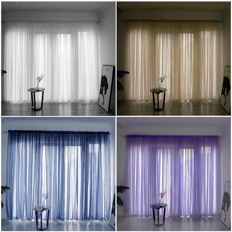 rideaux moderne polyester transparent blanc plissé fenêtre 100x270cm decoration blanc beige
