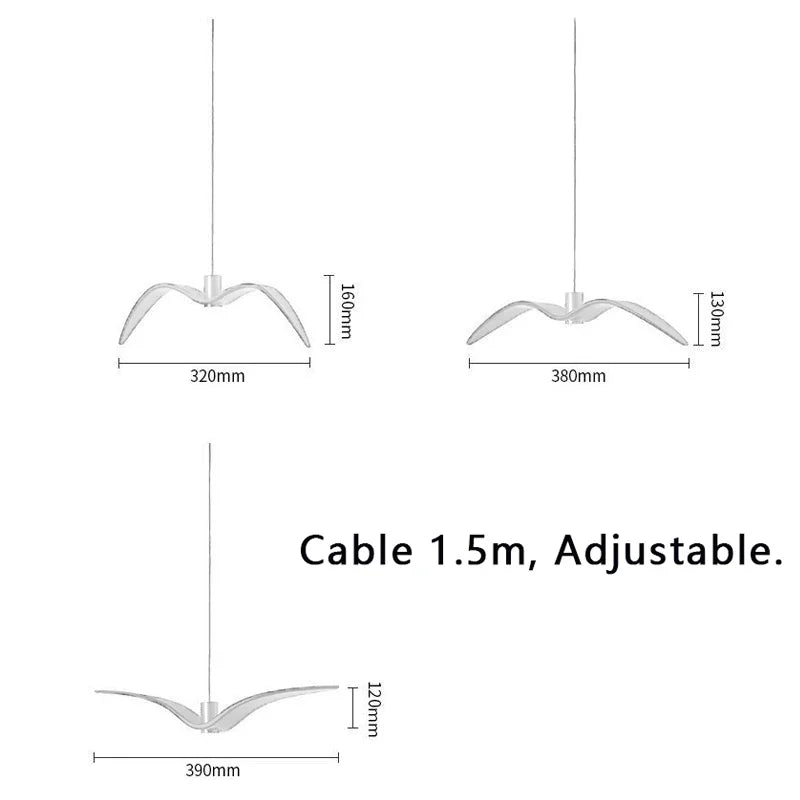 Suspension lumineuse moderne oiseau blanc opaque tringle ampoule intégrée chambre étude