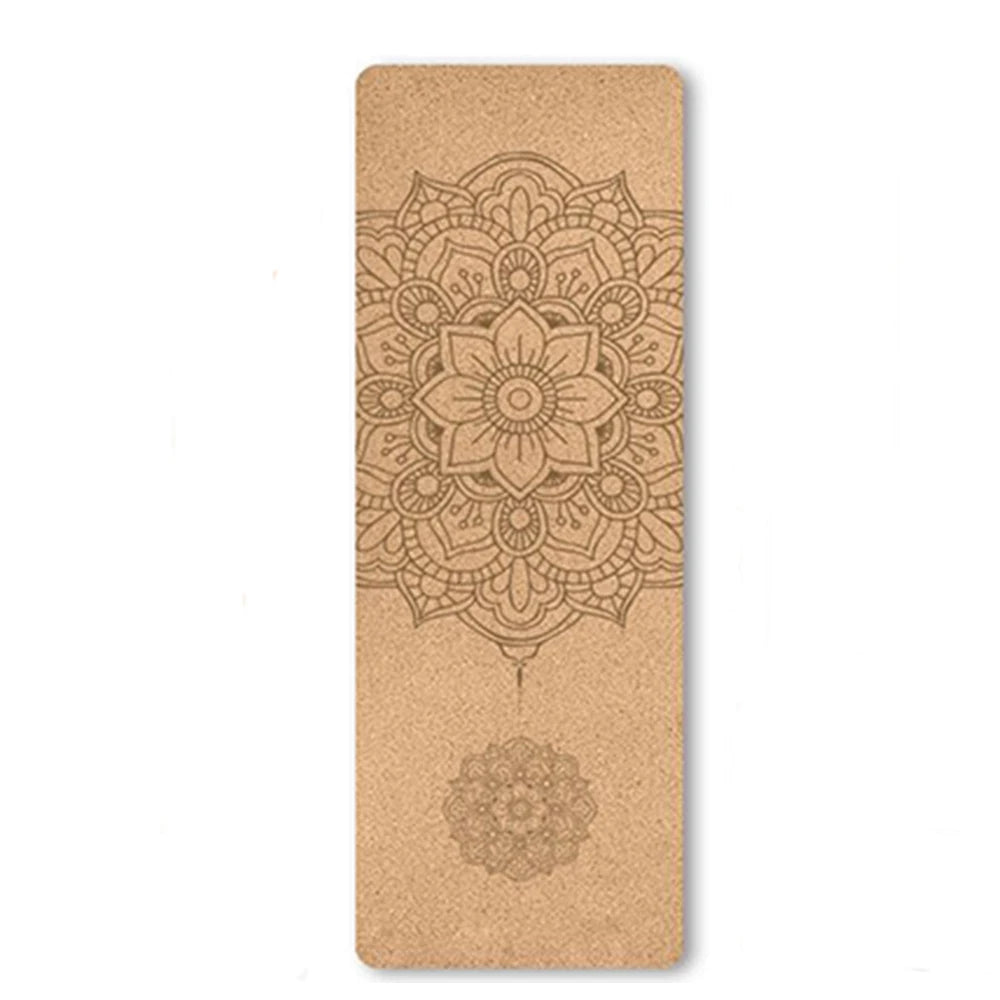 tapis yoga marron mandala om floral ethnique boho chic antidérapant écologique 183x58cm