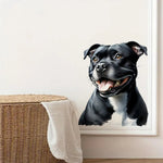 sticker adhésif mur illustration chien moderne noir blanc gris vert bleu pvc amovible réutilisable
