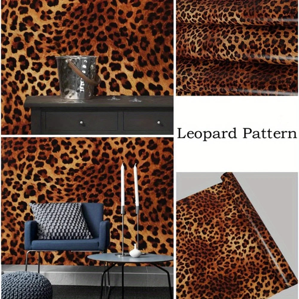papier peint auto adhésif motif léopard moderne résistant l'humidité sans formaldéhyde table commode chambre