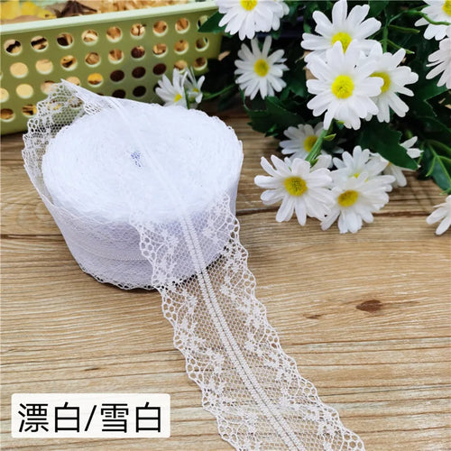 ruban dentelle motif floral rose blanc décoration mariage bricolage couture tissu polyester classique