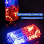 lampe sécurité rouge bleu transparente rechargeable usb clips métalliques moderne compact emergency flashlight