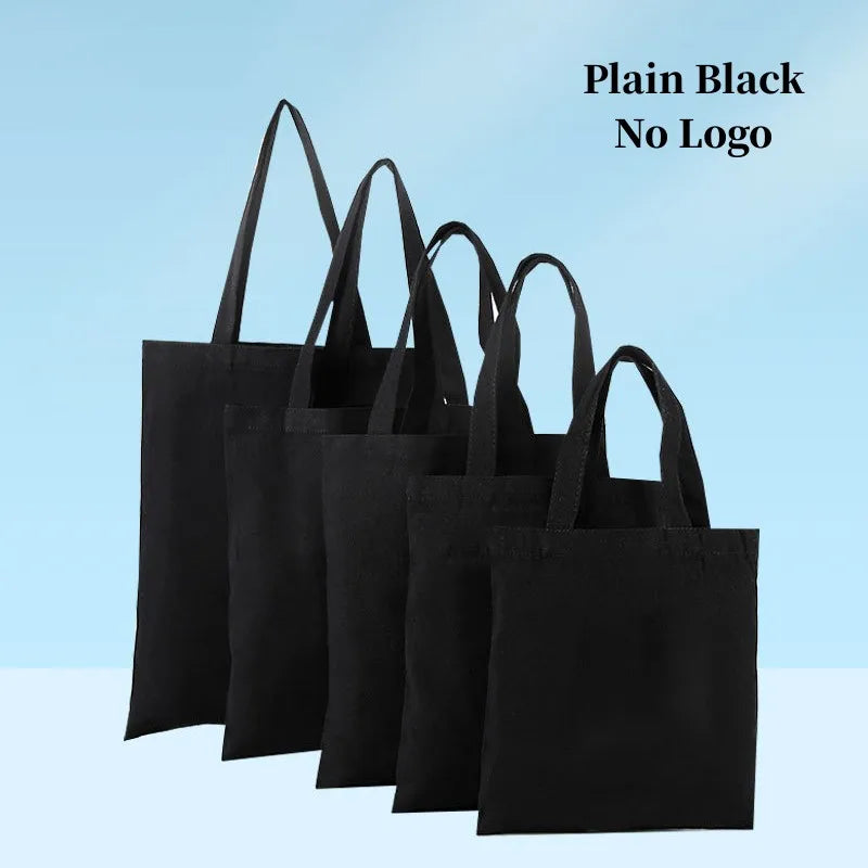 sac main décontracté toile coton imprimé logo personnalisable noir blanc beige simple pratique