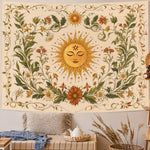 tapisserie florale imprimée bohème vintage rectangle couleurs chaudes solaire détaillée