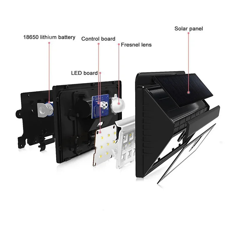 lampe solaire murale moderne noire détecteur mouvement ip65 led 1200mah
