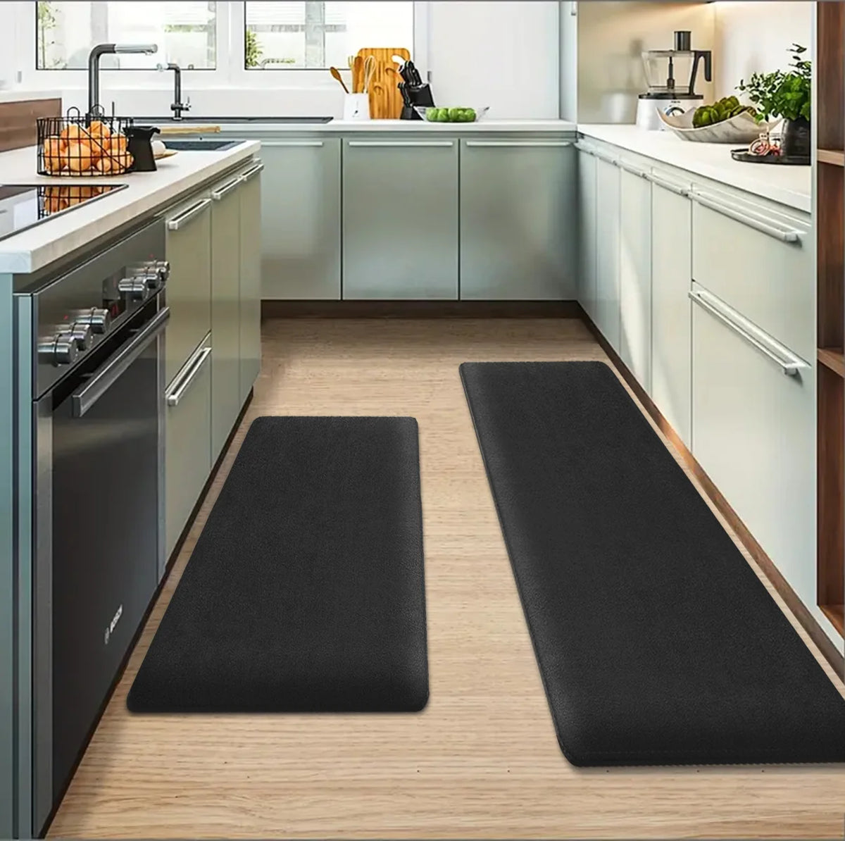 tapis sol antidérapant polyester gris foncé velours moderne cuisine salon 80cm 50cm