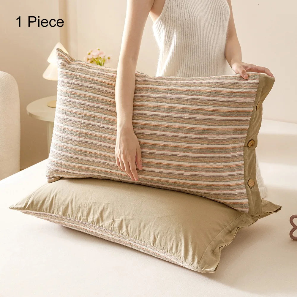 housse coussin rectangulaire coton polyester carreaux rayures bleu clair rouge gris clair moderne fixation