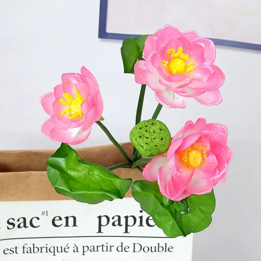 fleurs artificielles lotus bouquet feuilles vertes moderne décoration intérieure anniversaire