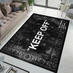 tapis noir ornements floraux moderne classique salon chambre fleur adhésif polypropylène polyester 160cm 120cm
