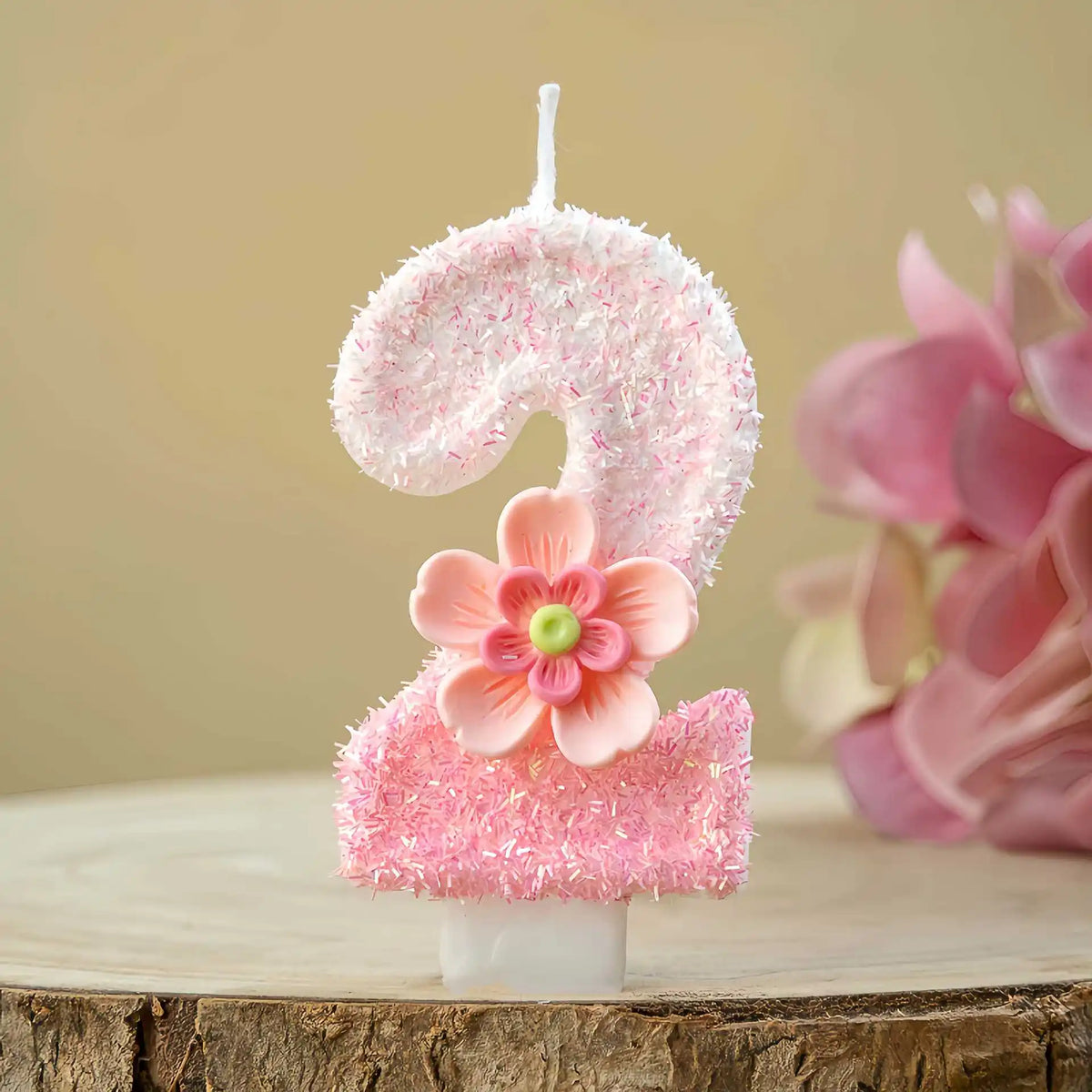 bougies numériques chiffres peluche rose blanches décoratives enfants anniversaire fleur plastique