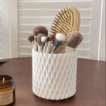 rangement pinceaux maquillage rotatif 360 blanc moderne boite organisation storage portable blanc zigzag