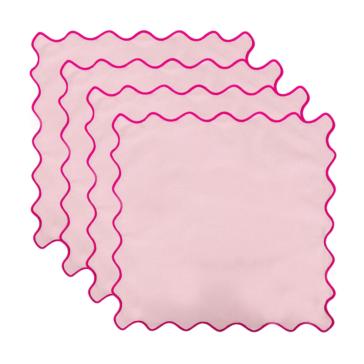 serviettes table classiques fleurs roses jaunes bordure bleue coton rose vert blanc