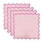 serviettes table classiques fleurs roses jaunes bordure bleue coton rose vert blanc