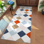 tapis couloir damier noir blanc moderne géométrique polyester antidérapant salon chambreextérieur