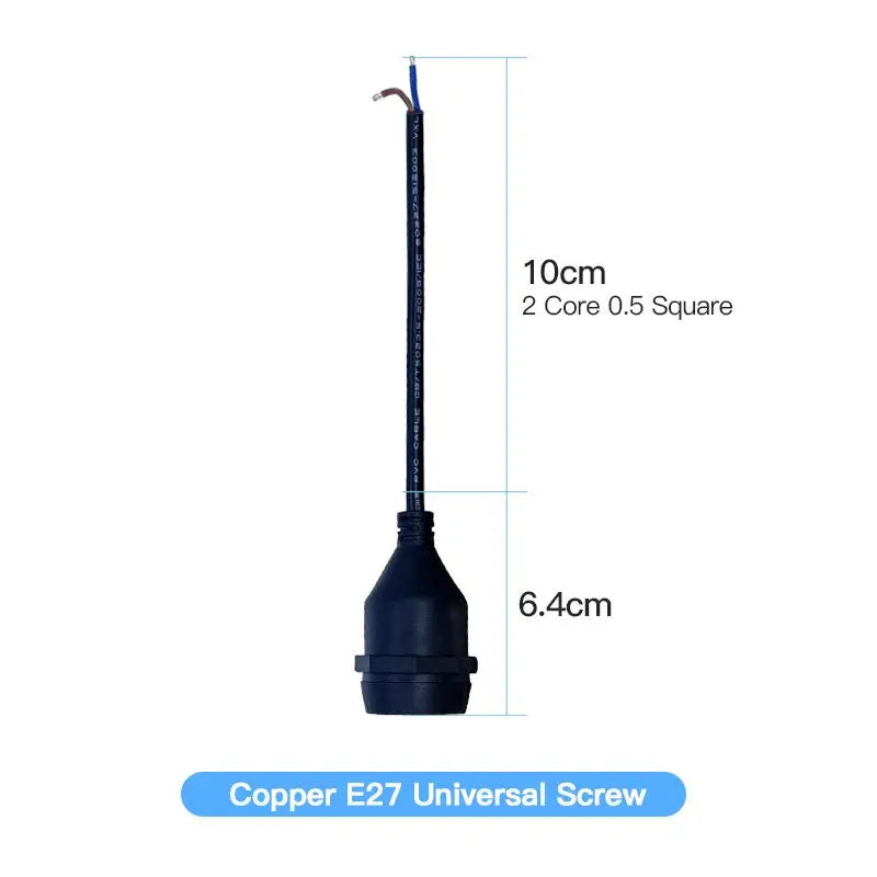 support ampoule e27 noir ip67 cable cuivre 10cm 20cm 30cm 50cm 100cm 200cm pvc