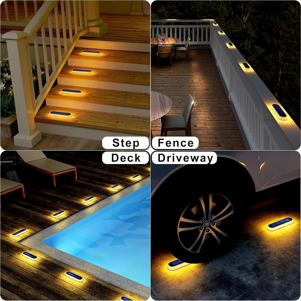 lumière solaire extérieure ip68 bleu noir blanche hexagonale adhésive minimaliste led étanche automatique patio