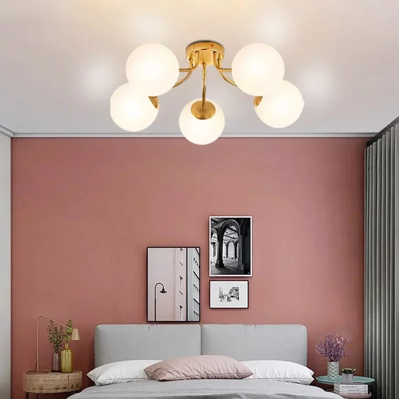 plafonnier moderne or noir boules translucides contemporain éclairage intérieur invisible led chambre salon