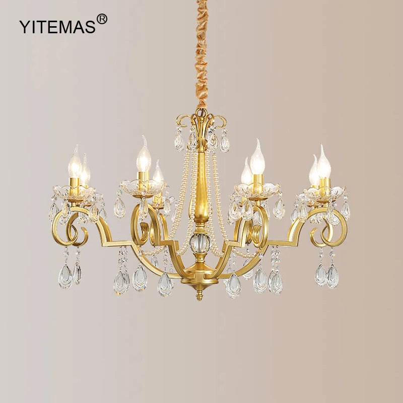 lustre doré baroque cristaux pendus lumières salon chambre transparents classiques