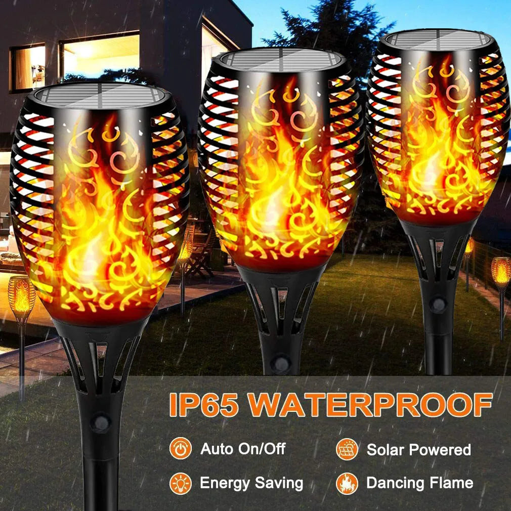 torche solaire imperméable led flamme animée moderne extérieur jardin décoration motifs floraux ip65 abs