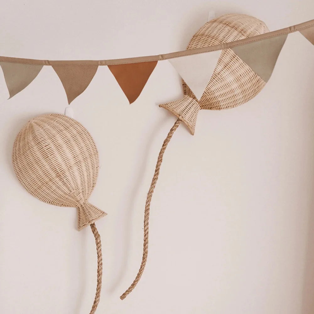 décoration murale boules osier naturel vintage chambre enfant salon moderne