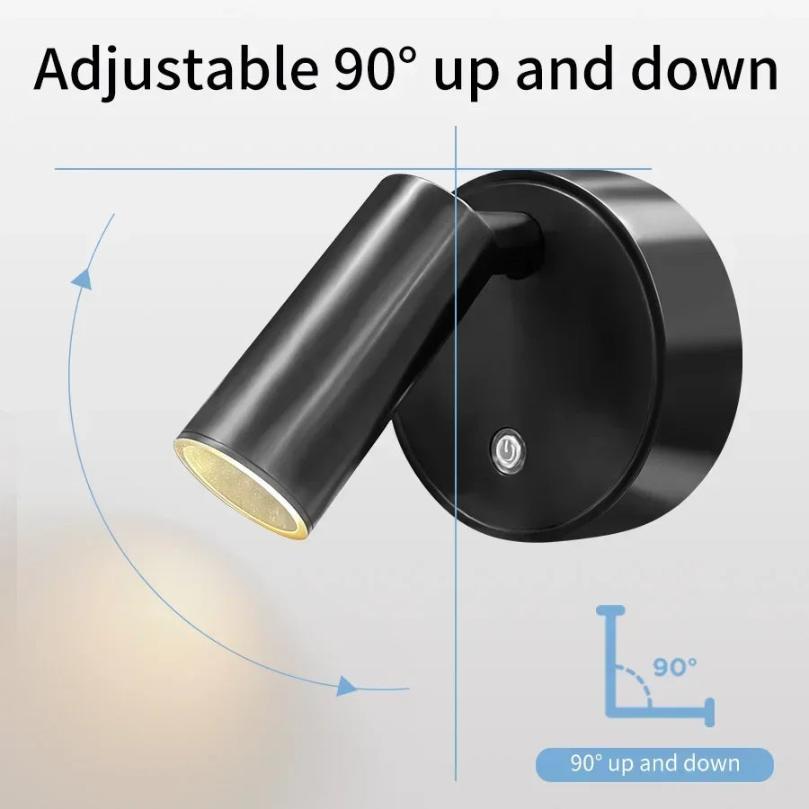 lampe murale rechargeable moderne blanc noir interrupteur tactile led 5v batterie abs