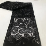tissu dentelle sequins polyester coton mariage élégant noir vert blanc doré bleu 5mètres