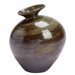 vases céramique marron vert moderne stripes brillants décoration table fleurs artificielles